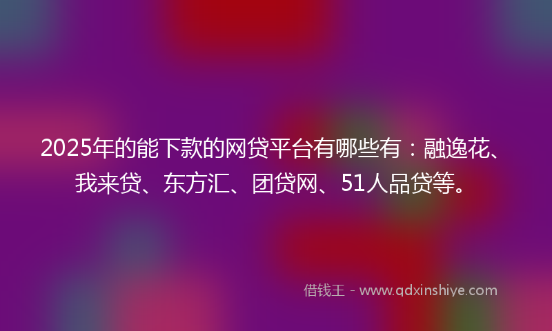 2025年的能下款的网贷平台有哪些有：融逸花、我来贷、东方汇、团贷网、51人品贷等。