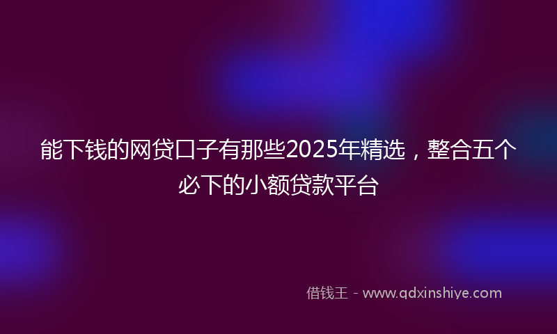 能下钱的网贷口子有那些2025年精选，整合五个必下的小额贷款平台