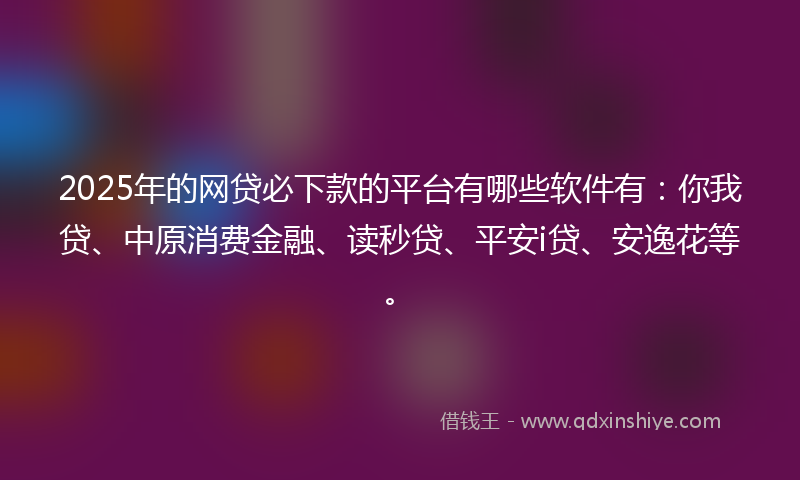 2025年的网贷必下款的平台有哪些软件有：你我贷、中原消费金融、读秒贷、平安i贷、安逸花等。