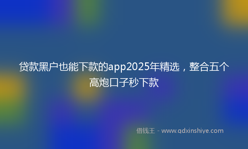 贷款黑户也能下款的app2025年精选，整合五个高炮口子秒下款