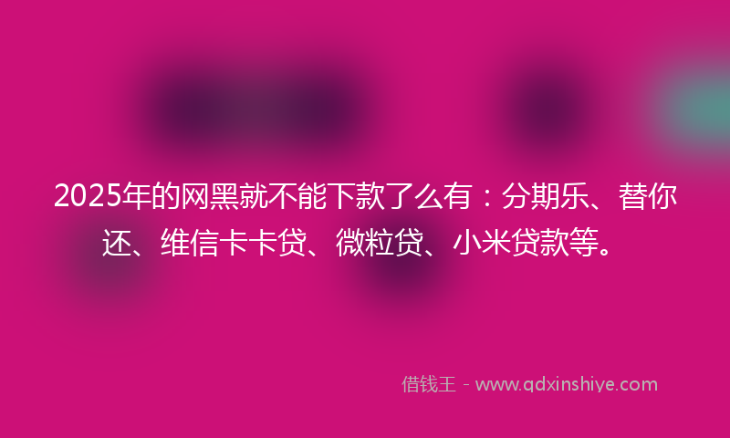 2025年的网黑就不能下款了么有：分期乐、替你还、维信卡卡贷、微粒贷、小米贷款等。