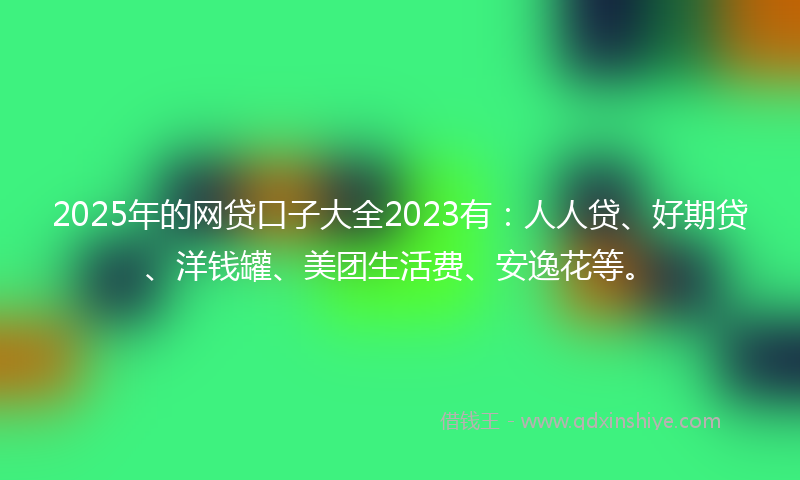 2025年的网贷口子大全2023有：人人贷、好期贷、洋钱罐、美团生活费、安逸花等。