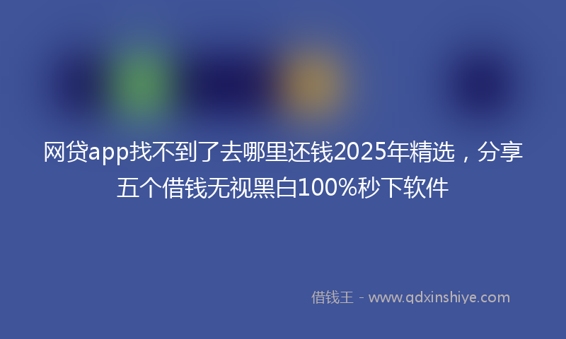 网贷app找不到了去哪里还钱2025年精选，分享五个借钱无视黑白100%秒下软件