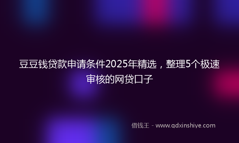 豆豆钱贷款申请条件2025年精选，整理5个极速审核的网贷口子