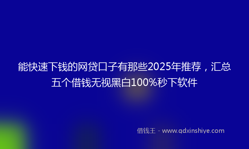 能快速下钱的网贷口子有那些2025年推荐，汇总五个借钱无视黑白100%秒下软件