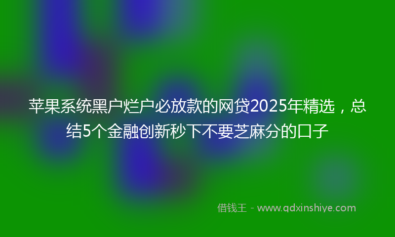 苹果系统黑户烂户必放款的网贷2025年精选，总结5个金融创新秒下不要芝麻分的口子