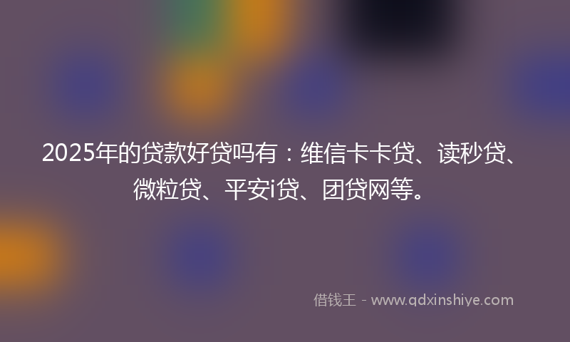 2025年的贷款好贷吗有：维信卡卡贷、读秒贷、微粒贷、平安i贷、团贷网等。