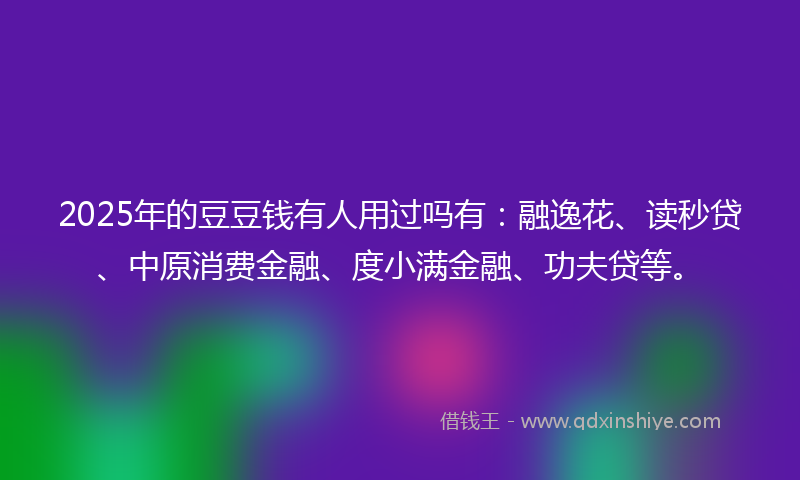 2025年的豆豆钱有人用过吗有：融逸花、读秒贷、中原消费金融、度小满金融、功夫贷等。