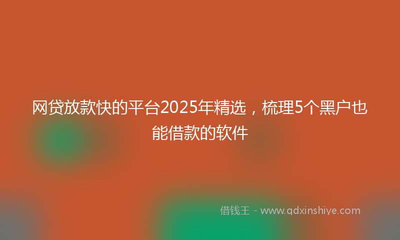 网贷放款快的平台2025年精选，梳理5个黑户也能借款的软件
