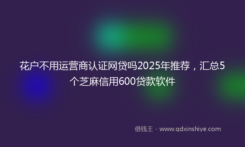 花户不用运营商认证网贷吗2025年推荐，汇总5个芝麻信用600贷款软件