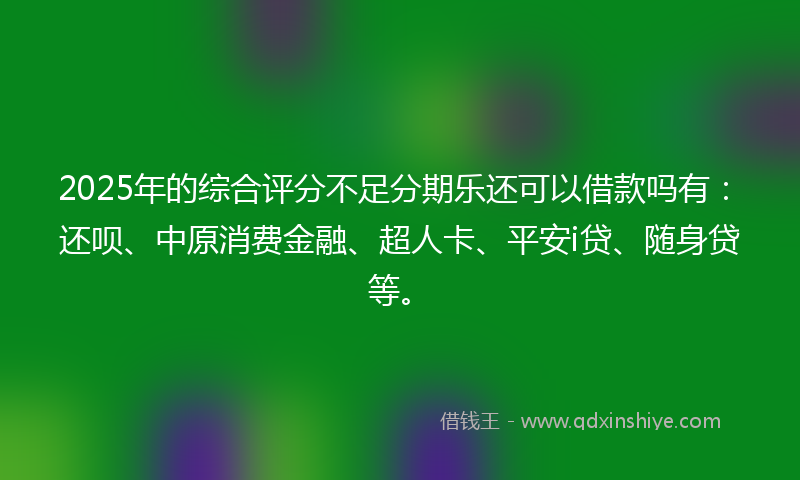 2025年的综合评分不足分期乐还可以借款吗有：还呗、中原消费金融、超人卡、平安i贷、随身贷等。