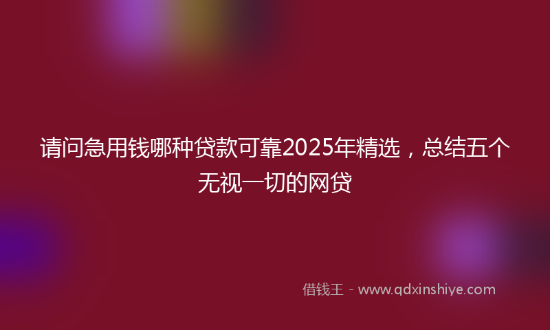 请问急用钱哪种贷款可靠2025年精选，总结五个无视一切的网贷