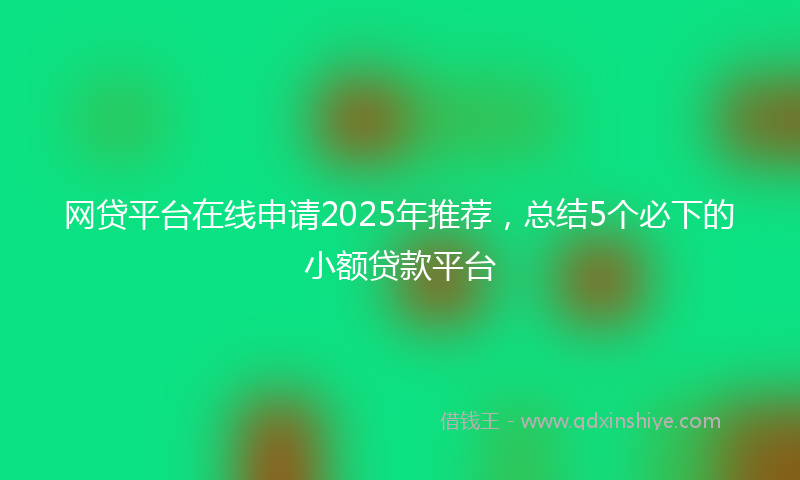 网贷平台在线申请2025年推荐，总结5个必下的小额贷款平台