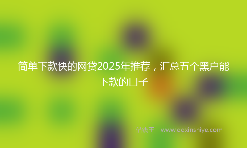 简单下款快的网贷2025年推荐，汇总五个黑户能下款的口子