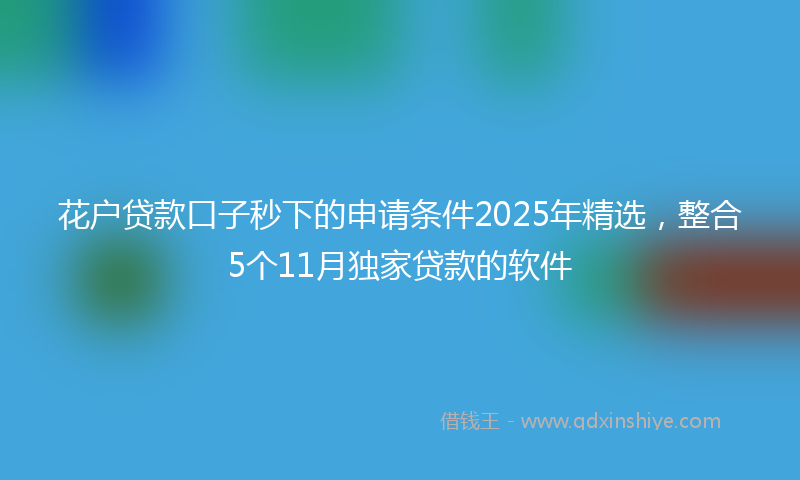 花户贷款口子秒下的申请条件2025年精选,整合5个11月独家贷款的软件