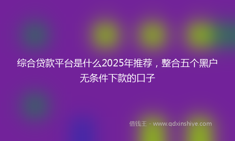 综合贷款平台是什么2025年推荐，整合五个黑户无条件下款的口子