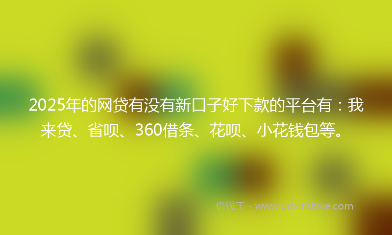 2025年的网贷有没有新口子好下款的平台有：我来贷、省呗、360借条、花呗、小花钱包等。