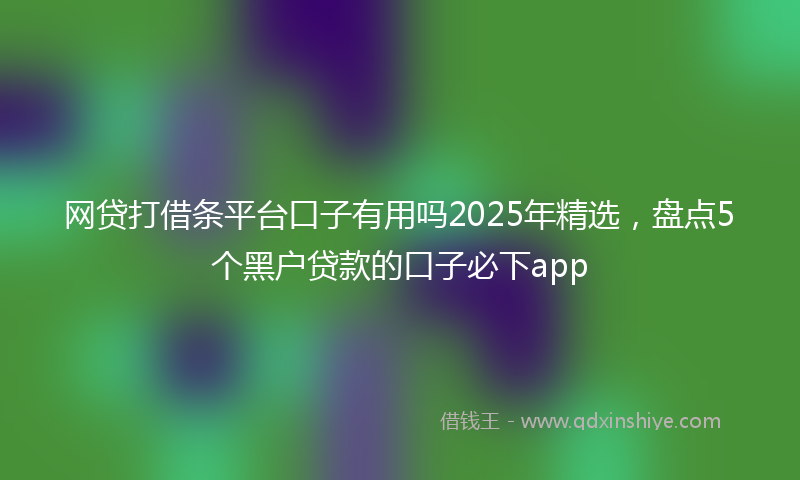 网贷打借条平台口子有用吗2025年精选，盘点5个黑户贷款的口子必下app