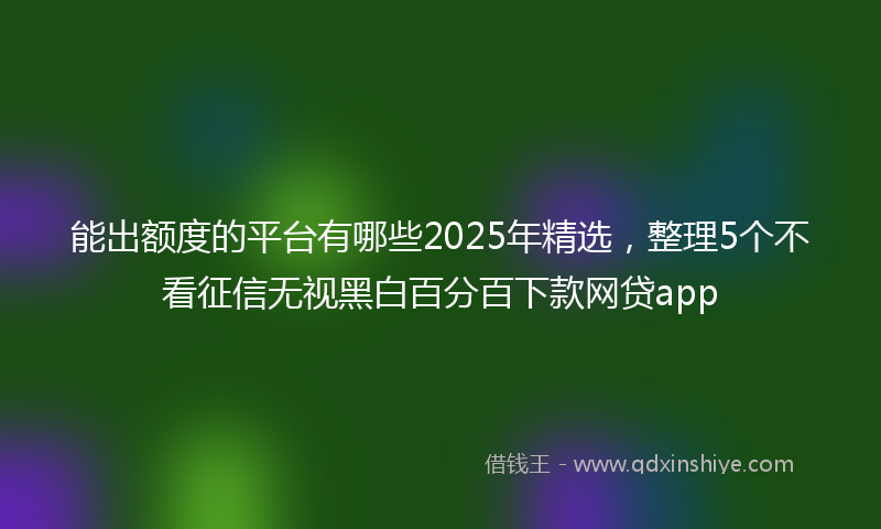 能出额度的平台有哪些2025年精选，整理5个不看征信无视黑白百分百下款网贷app