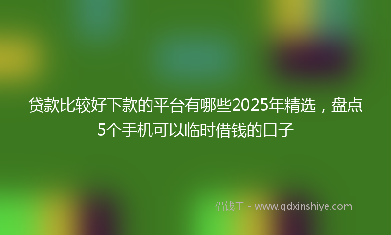 贷款比较好下款的平台有哪些2025年精选，盘点5个手机可以临时借钱的口子
