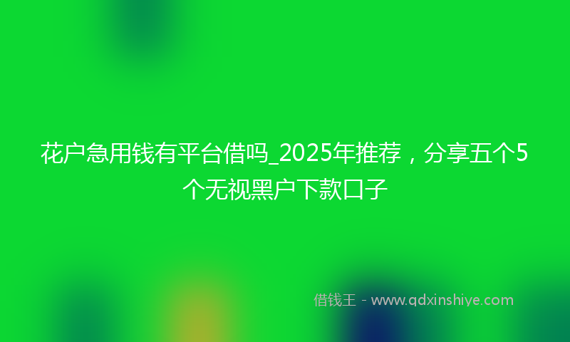花户急用钱有平台借吗_2025年推荐，分享五个5个无视黑户下款口子