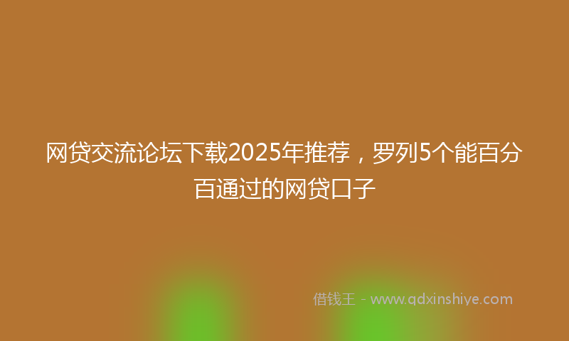 网贷交流论坛下载2025年推荐，罗列5个能百分百通过的网贷口子