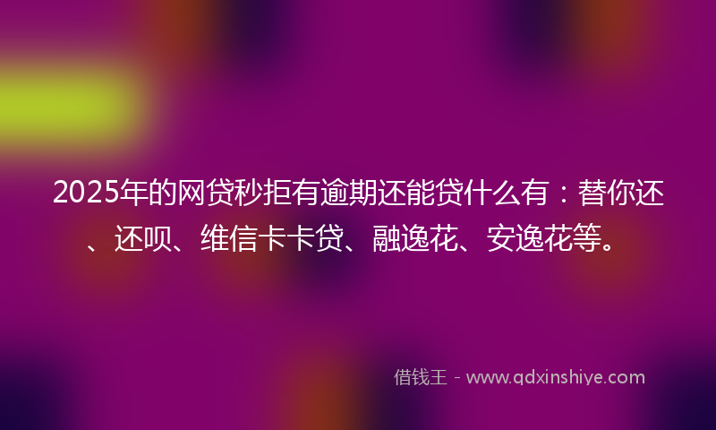 2025年的网贷秒拒有逾期还能贷什么有：替你还、还呗、维信卡卡贷、融逸花、安逸花等。