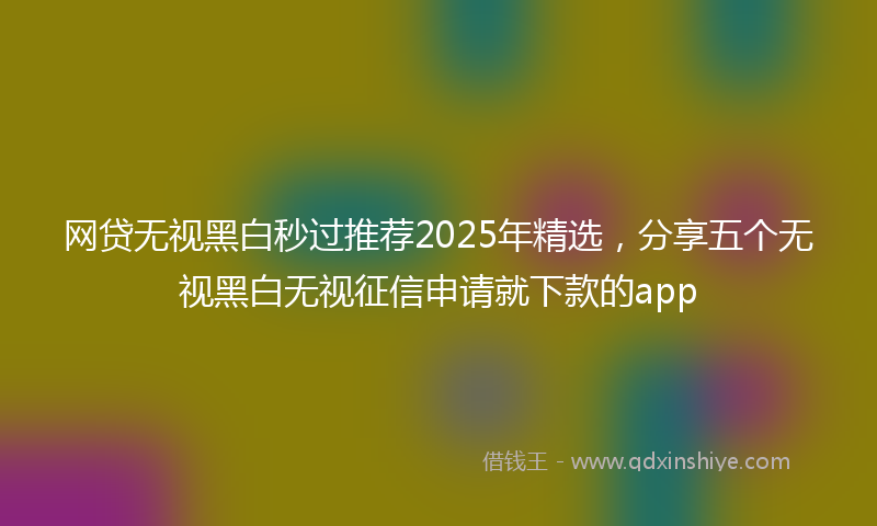 网贷无视黑白秒过推荐2025年精选，分享五个无视黑白无视征信申请就下款的app