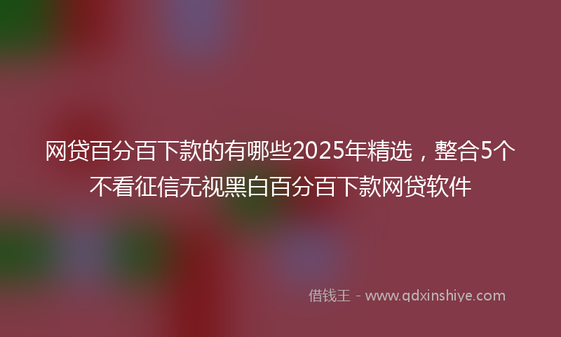 网贷百分百下款的有哪些2025年精选，整合5个不看征信无视黑白百分百下款网贷软件