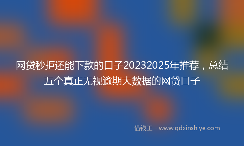 网贷秒拒还能下款的口子20232025年推荐，总结五个真正无视逾期大数据的网贷口子
