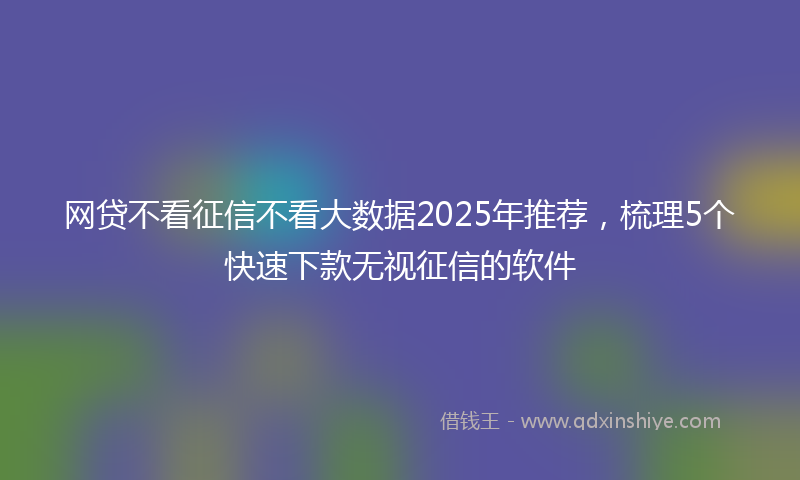 网贷不看征信不看大数据2025年推荐，梳理5个快速下款无视征信的软件
