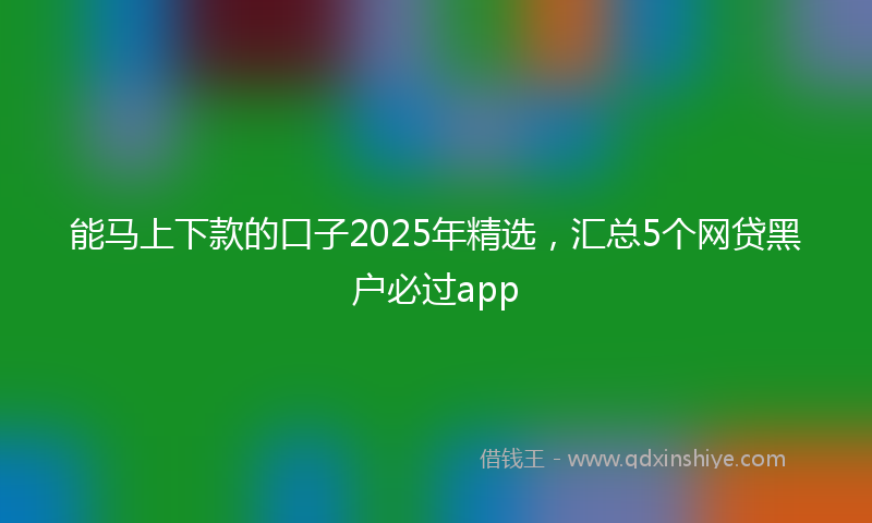 能马上下款的口子2025年精选，汇总5个网贷黑户必过app