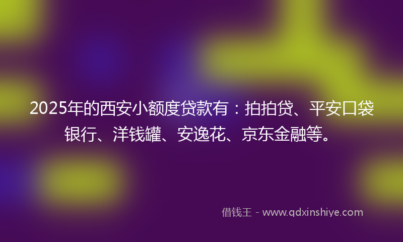 2025年的西安小额度贷款有：拍拍贷、平安口袋银行、洋钱罐、安逸花、京东金融等。