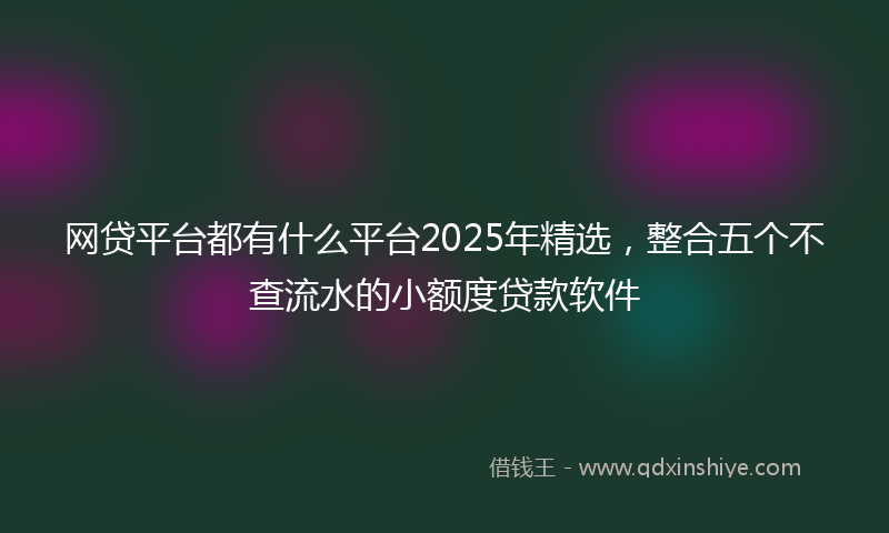 网贷平台都有什么平台2025年精选，整合五个不查流水的小额度贷款软件