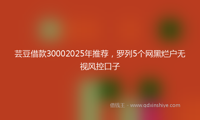 芸豆借款30002025年推荐，罗列5个网黑烂户无视风控口子