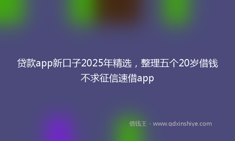 贷款app新口子2025年精选，整理五个20岁借钱不求征信速借app