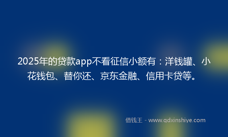 2025年的贷款app不看征信小额有：洋钱罐、小花钱包、替你还、京东金融、信用卡贷等。
