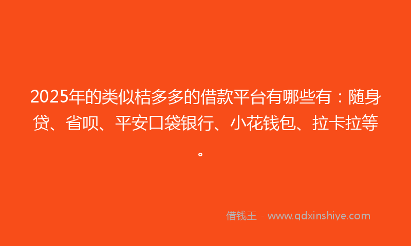 2025年的类似桔多多的借款平台有哪些有：随身贷、省呗、平安口袋银行、小花钱包、拉卡拉等。