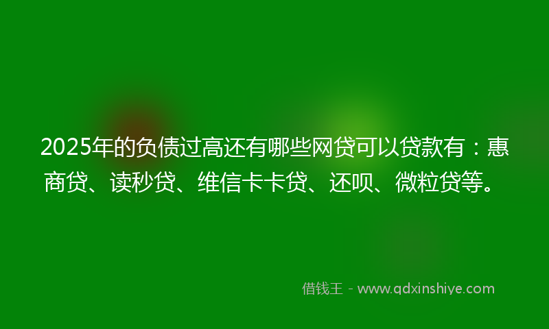 2025年的负债过高还有哪些网贷可以贷款有：惠商贷、读秒贷、维信卡卡贷、还呗、微粒贷等。