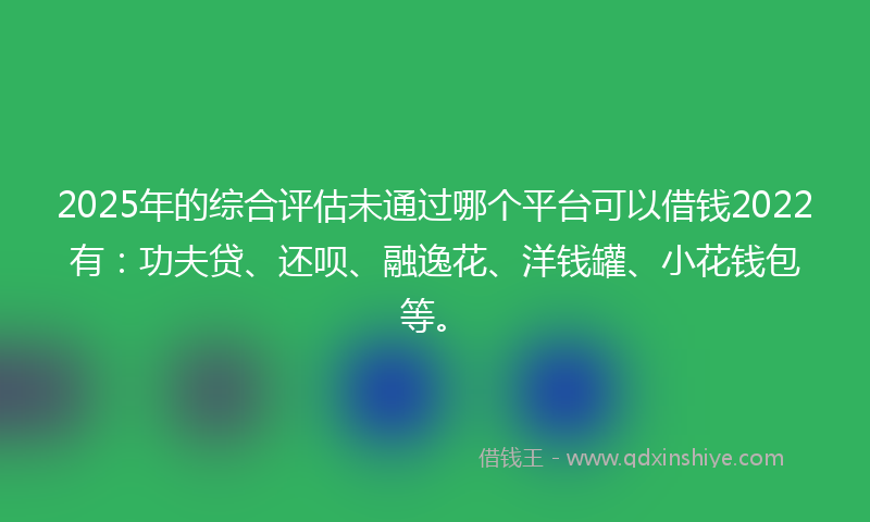 2025年的综合评估未通过哪个平台可以借钱2022有：功夫贷、还呗、融逸花、洋钱罐、小花钱包等。
