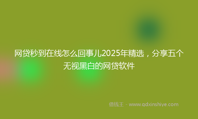 网贷秒到在线怎么回事儿2025年精选，分享五个无视黑白的网贷软件