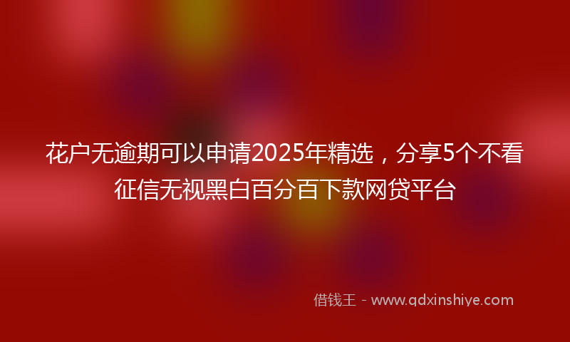 花户无逾期可以申请2025年精选，分享5个不看征信无视黑白百分百下款网贷平台