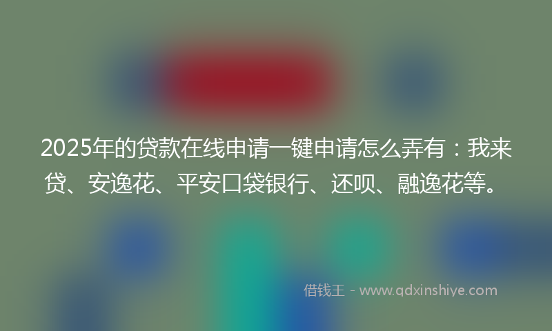 2025年的贷款在线申请一键申请怎么弄有：我来贷、安逸花、平安口袋银行、还呗、融逸花等。