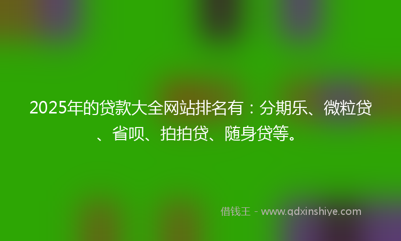 2025年的贷款大全网站排名有：分期乐、微粒贷、省呗、拍拍贷、随身贷等。