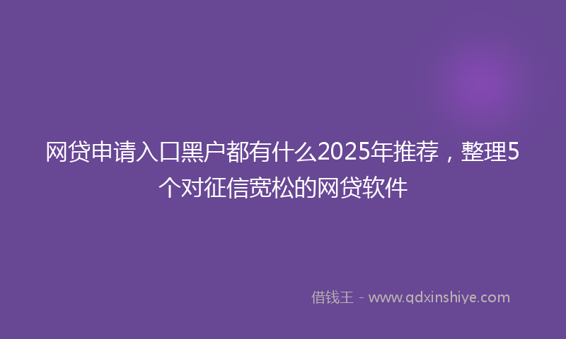 网贷申请入口黑户都有什么2025年推荐，整理5个对征信宽松的网贷软件