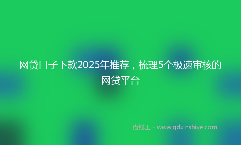 网贷口子下款2025年推荐，梳理5个极速审核的网贷平台