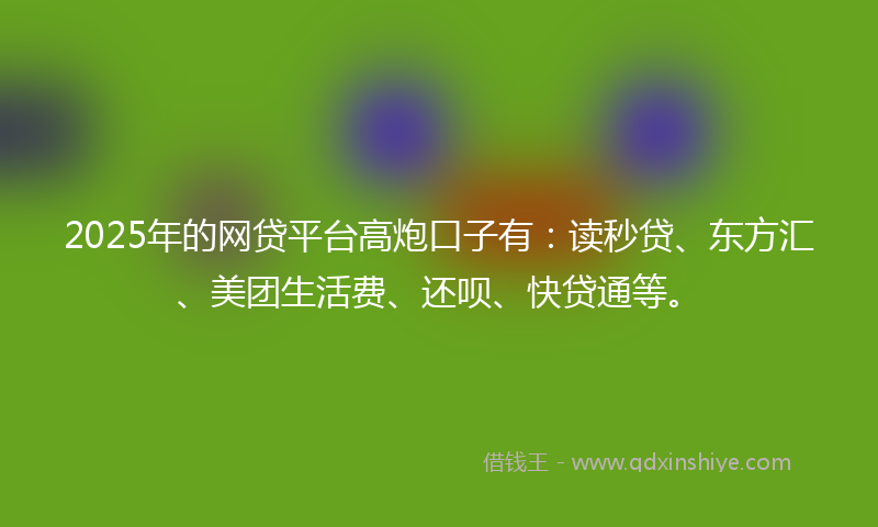 2025年的网贷平台高炮口子有：读秒贷、东方汇、美团生活费、还呗、快贷通等。