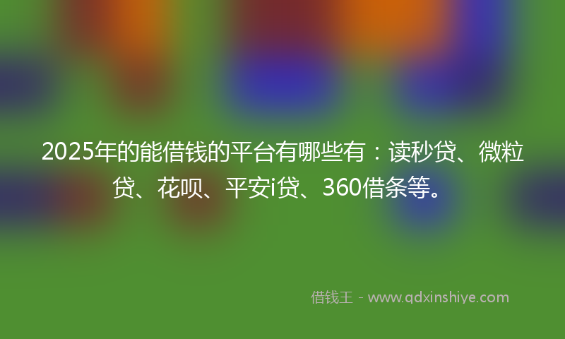 2025年的能借钱的平台有哪些有：读秒贷、微粒贷、花呗、平安i贷、360借条等。