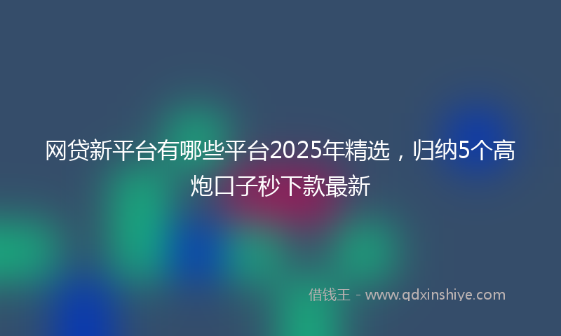 网贷新平台有哪些平台2025年精选，归纳5个高炮口子秒下款最新