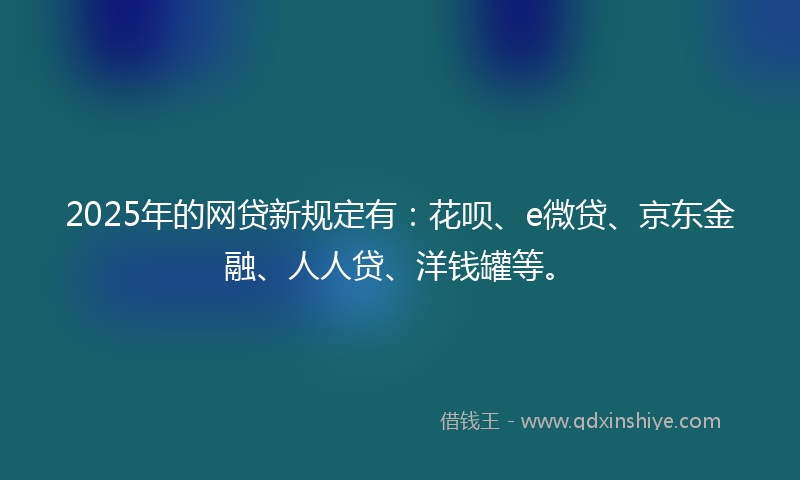 2025年的网贷新规定有：花呗、e微贷、京东金融、人人贷、洋钱罐等。
